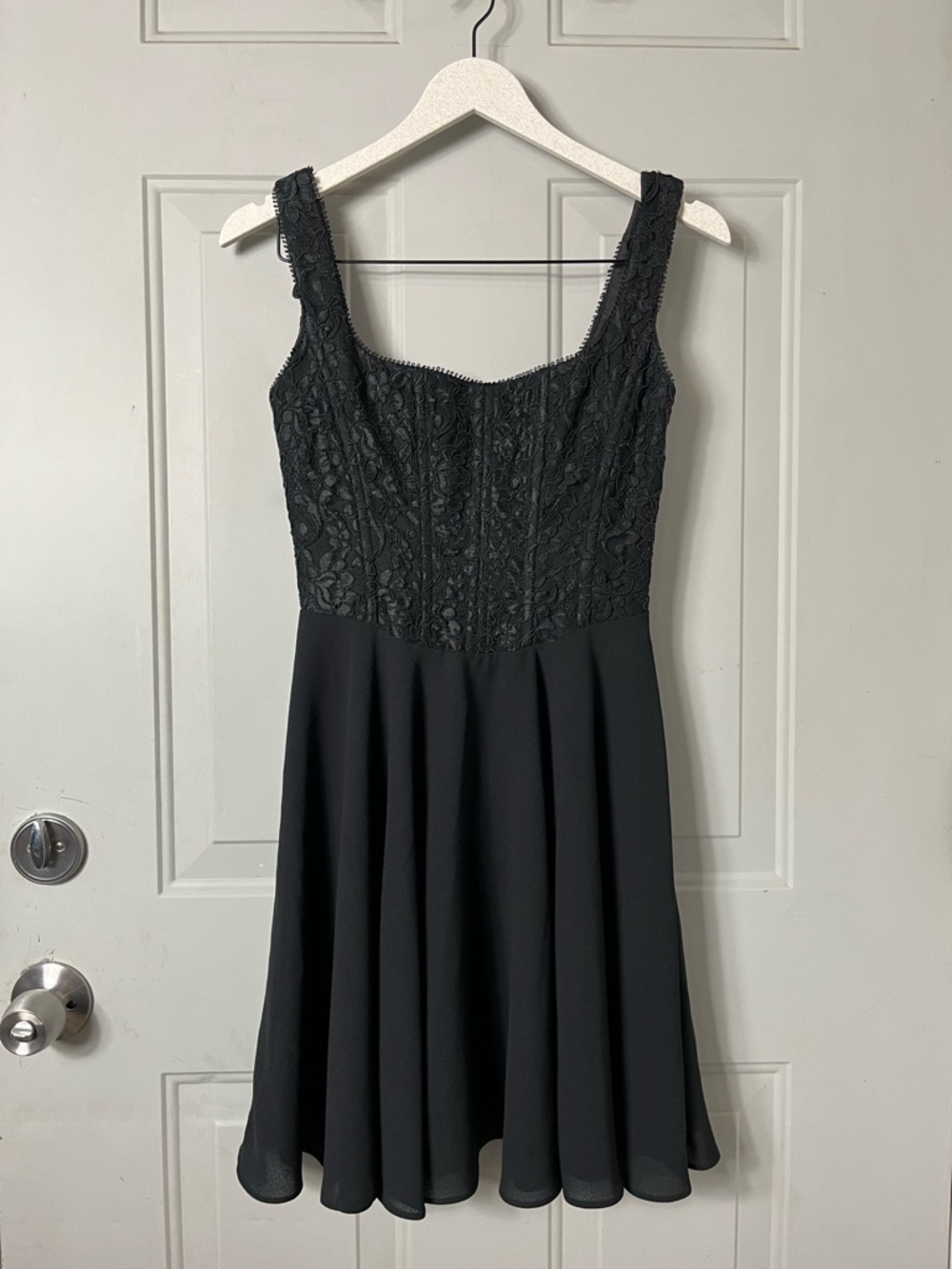 Cache Vintage Whimsygoth Punk Victorian Lace Up Back Black Mini Dress size 4